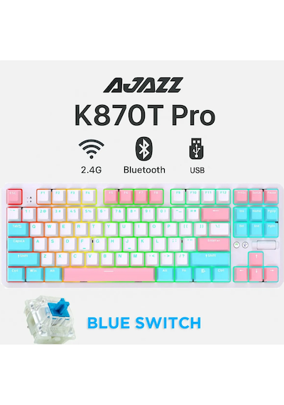 K870t Pro 3 Modlu Hot-swap Rgb, Mekanik Klavye - Beyaz - Blue Switch