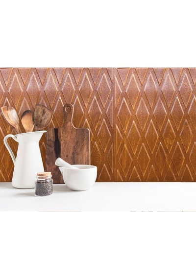 3 Boyutlu Duvar Paneli Kabartmalı Baklava Desen Pvc 41x41 Cm/ 6 Adet /1 M² Altın Meşe