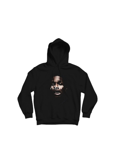 Asap Rocky Baskılı Kapşonlu Sweatshirt Siyah
