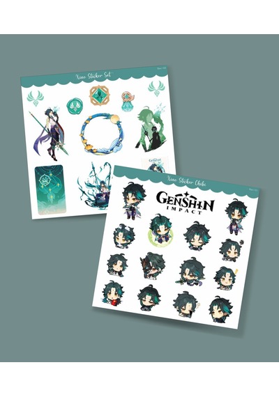 Xiao-genshin İmpact-xiao 2 Li Sticker Set Parlak Kağıt-oyun Etiketi - Telefon -hediye Süsleme Açık Yeşil