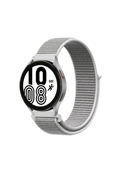 Mey İthalat Samsung Samsung Uyumlu Galaxy Watch 4 Hasırlı Cırtcırtlı Kordon - Beyaz