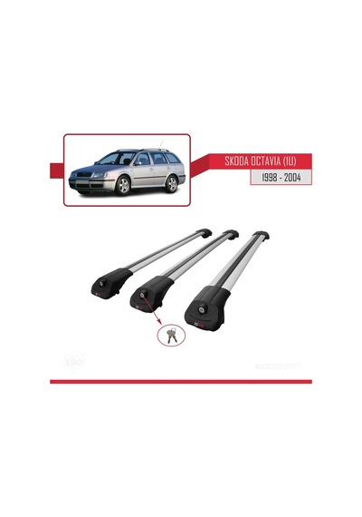 Skoda Octavia 1u 1998-2004 Arası İle Uyumlu Ace-1 Ara Atkı Tavan Barı Gri 3 Adet Bar