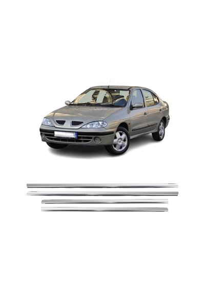 Renault Megane 1 Uyumlu 1996-2004 Krom Cam Çıtası 4 Parça Paslanmaz Çelik