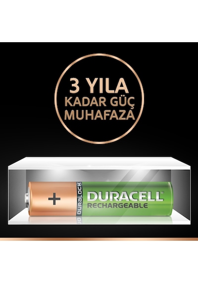 Duracell 750 mAh AAA Ni-MH Şarj Edilebilir İnce Kalem Pil 8'li + Pil Kutusu