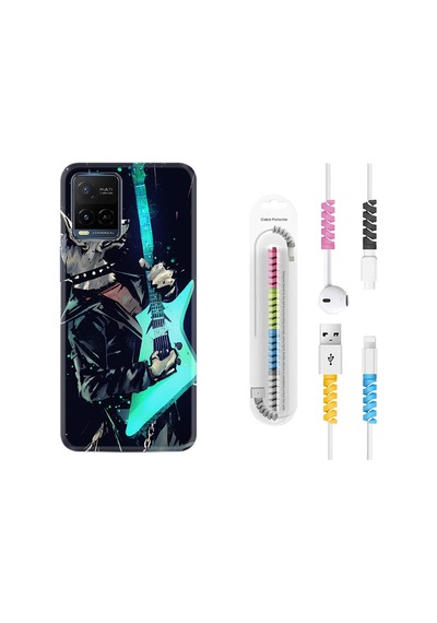 Vivo V21 Kılıf Kablo Koruyuculu Dog Guitar 1789