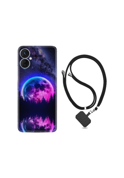 Tecno Spark 9T Kılıf İpli Boyun Askılı Desenli Silikon Star Planet 1652