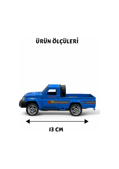 Mavi Diecast 1:32 Metal Çek Bırak Pickup Kamyonet - Açılabilir Kapılı Oyuncak Araba 13 Cm Çok Renkli