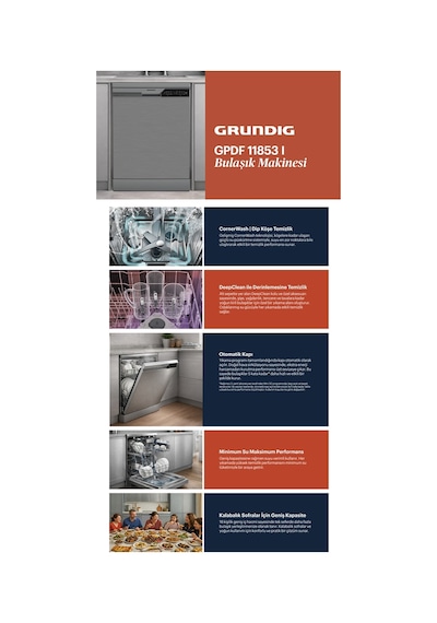 Grundig GPDF 11853 I 6 Programlı 16 Kişilik Bulaşık Makinesi