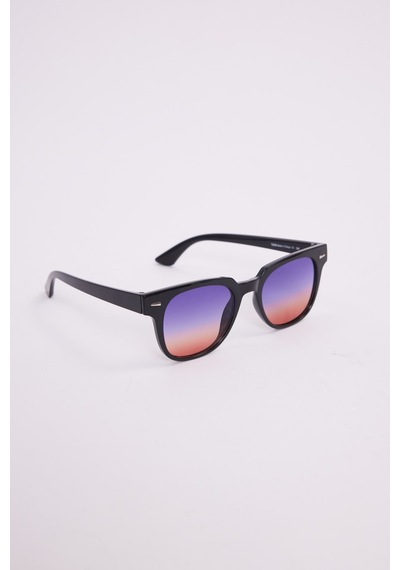 Unisex Oval Siyah Çerçeve Uv 400 Korumalı Renkli Cam Güneş Gözlüğü-51239 Çok Renkli