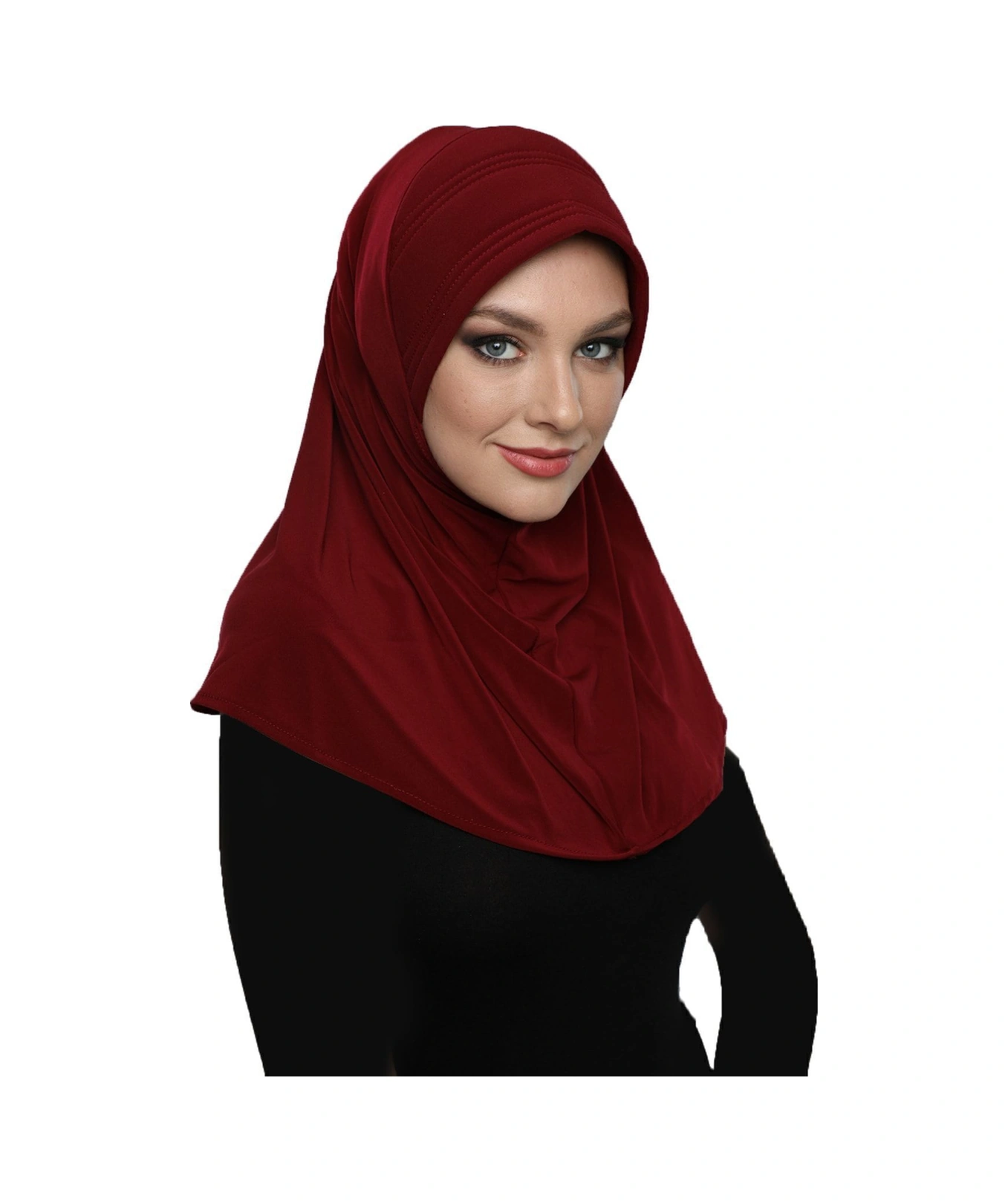 Elysianfidan Takmatik Sade Bordo Hazır Türban Tesettür Havuz Bonesi Namaz Örtüsü Bordo