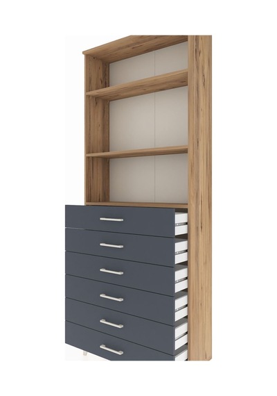 Arges Dolap 3 Raflı 6 Çekmeceli 88x30x221 Çam-antrasit Atlas Çam