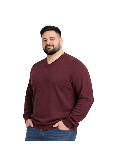 Battalmoda Erkek Büyük Beden Bordo V Yaka Triko Kazak 3xl-4xl-5xl-6xl