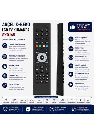 Arçelik Beko Sx0165 Lcd Led Tv Kumandası