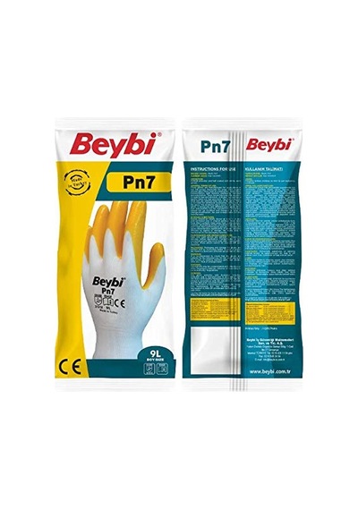 Pn7 Polyester Örme Nitril Eldiven No 10, Çift, Beyaz Sarı
