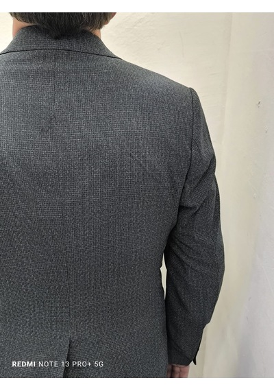 Duayen Dmctekstil Erkek Haki Yeşil Desenli İtalyan Kesim Dar Kalıp Tek Düğme Blazer Ceket