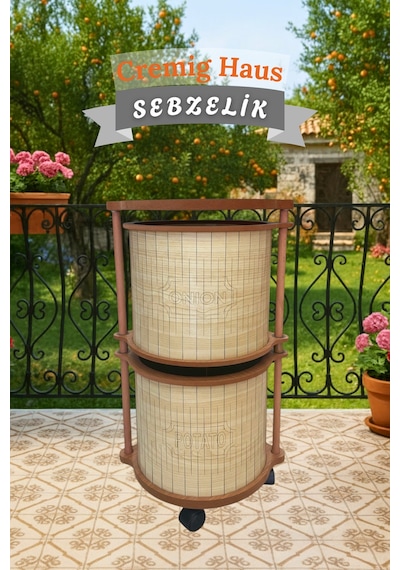 Ahşap Sebzelik Geleneksel Tasarım Yuvarlak Akça Desenli 2 X 7 Kg Kapasiteli Hazır Gönderim Diğer