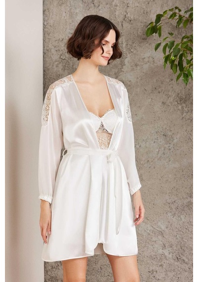 Pierre Cardin 6005 Kadın Ekru Gelin Set 6'lı Saten Takım Ekru