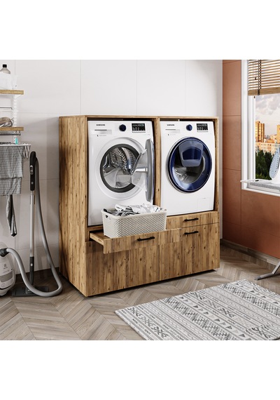 4 Çekmeceli Çamaşır Ve Kurutma Makinesi Dolabı, Banyo Dolabı Atlantik Çam