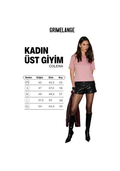 Grımelange Colena Kadın Organik Pamuklu Bisiklet Yaka Oversize Fit Kısa Kollu Pembe T-shirt Pembe