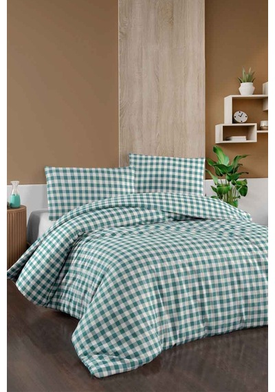 Menderes Home Cotton Collection Flanel R Çift Kişilik Nevresim Takımı Mongar Yeşil