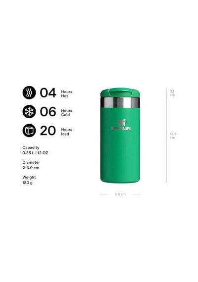 The Aerolight Transit Mug Termos Bardak, Koyu Yeşil Meadow , 0.35 Litre Açık Bej