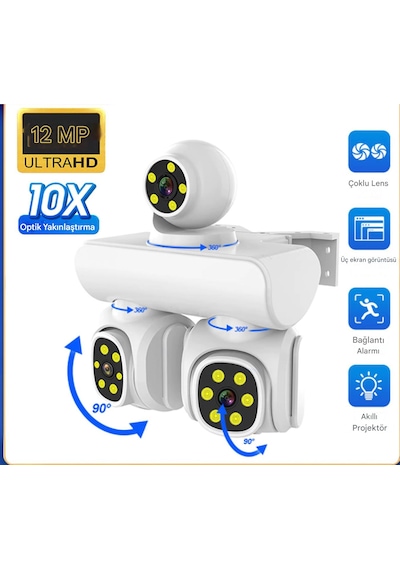 12mp 10x Zoom Üç Lensli Wıfı Güvenlik Kamerası Ptz Su Geçirmez