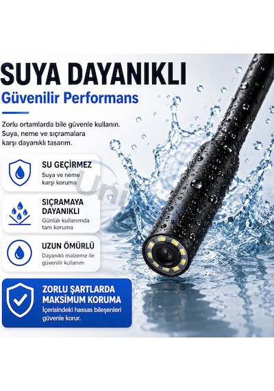 Uninet Iphone Için 10 Metre Wifi Özellikli 3 Kameralı Endoskop Yılan Kamera 1080p Hd