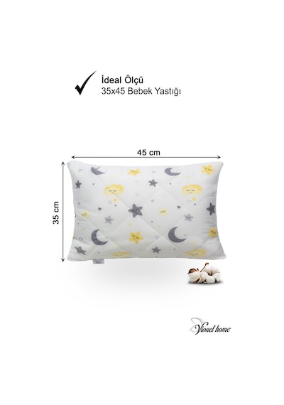 Kapitone Sıvı Geçirmez Bebek Yastığı %100 Pamuk Fermuarlı Tasarım 35x45 Cm