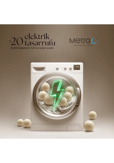 METSGO  ( 6 Adet ) Yün Kurutma Topu - Doğal Yumuşatıcı- Kırışık Makinesi İçin