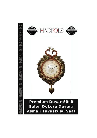 Premium Duvar Süsü Salon Dekoru Duvara Asmalı Tavuskuşu Saat Diğer