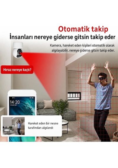 Wifi Kablosuz 1080p 2.4ghz + 5ghz 360 Hareket Izleme Sesli Cctv Ağ Ev Güvenlik Mini Ip Kamera