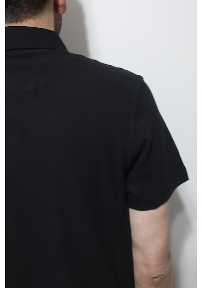 Santa Dmctekstil Erkek Tshirt-1441 Desenli Spor Kesim Rahat Kalıp Polo Yaka T-shirt Siyah