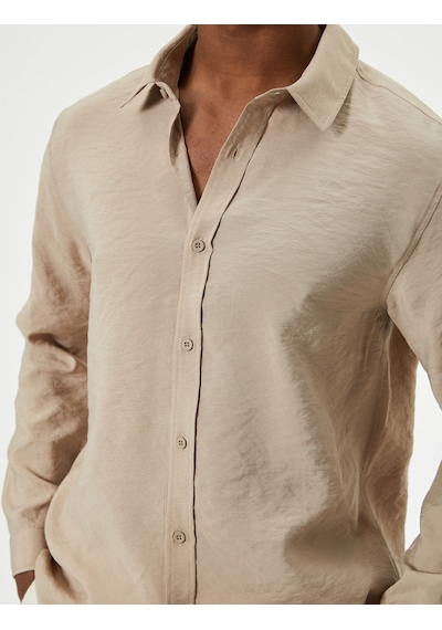 Koton Basic Gömlek Uzun Kollu Klasik Yaka Düğmeli Pamuklu Regular Fit Bej 4sam60196hw Ekru Koton Basic Gömlek Uzun Kollu Klasik Yaka Düğmeli Pamuklu Regular Fit Bej 4sam60196hw Ekru