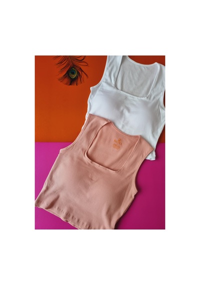 Demirsa Boutique Kare Yaka Kaşkorse Kumaş 2'li Pudra Ve Beyaz Kadın Sabit Pedli Crop Bluz Atlet Beyaz-pudra Demirsa Boutique Kare Yaka Kaşkorse Kumaş 2'li Pudra Ve Beyaz Kadın Sabit Pedli Crop Bluz Atlet Beyaz-pudra