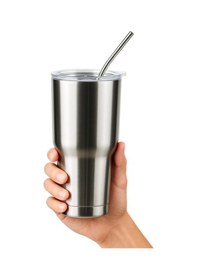 Perlotus 900 Ml Çelik Pipetli Soğuk İçecek Termosu Mug Sızdırmaz Kapaklı Gri