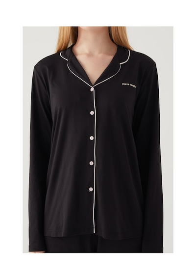 Pierre Cardin Kadın Siyah Gömlek Pijama Pc7717-s-v-3