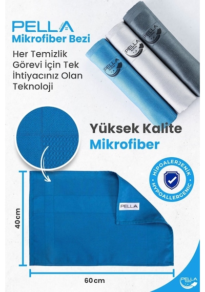 Pella Active Mikrofiber Temizlik Bezi 4'lü 40 x 60 CM