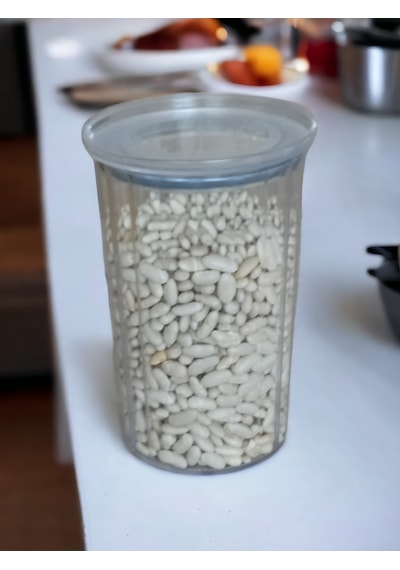 Kuru Gıda Erzak Saklama Kabı Vakumlu Kapak Baharatlık 1 Lt Şeffaf