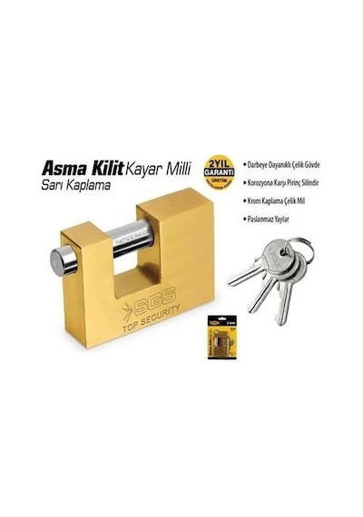 Sgs Sarı Kaplama Kayar Milli Asma Kilit 70mm Sgs1360 1 Adet