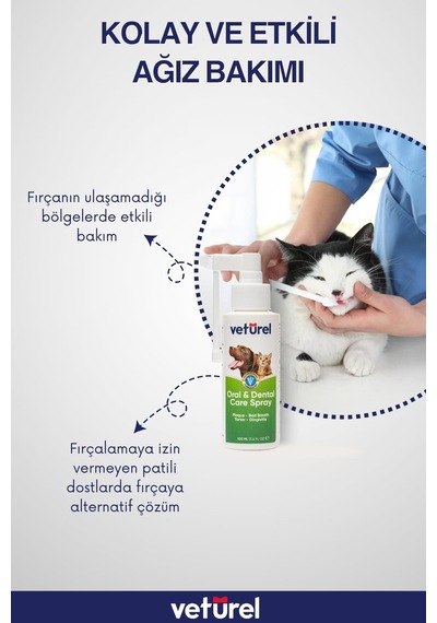 Veturel Günlük Kedi Ağız Kokusu Giderici Diş Eti Yarası Plak Tartar Önleyici 3 x 100 ML