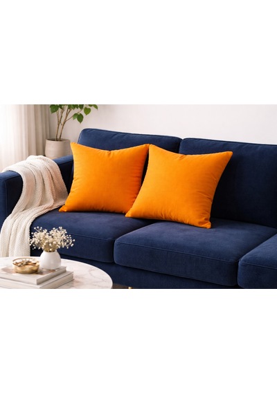 Faralya Life Düz Turuncu 2 Li Kırlent Kılıfı 45x45 Cm Dekoratif Koltuk Yastık Kılıfı Modern Salon Dekoru Turuncu