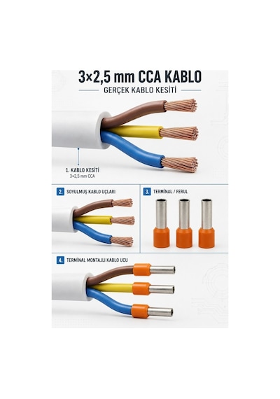 Viko Seyyar Uzatma Kablosu 30 Metre 3x2.5 Mm Cca Kablo Viko Erkek Dişi Fiş Klemensli Terminalli Topraklı Tse Ce Belgeli 30 M