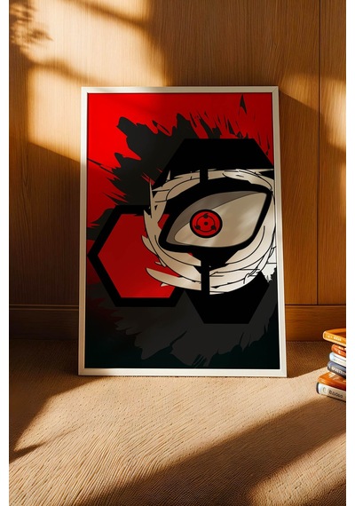 Naruto Sharingan Göz Çerçeveli Tablo - Lüks Minimalist Uchiha Klanı Anime Modern Duvar Dekoru Beyaz
