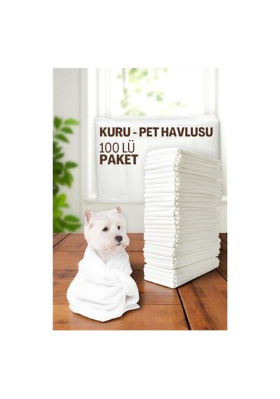Pet Havlusu - Kedi Köpek Banyo Havlusu Tek Kullanımlık Kuru Havlu 40x80 Cm 100 Adet 721808