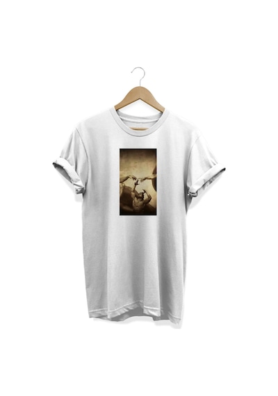 Heykel Baskılı Beyaz T-shirt Beyaz