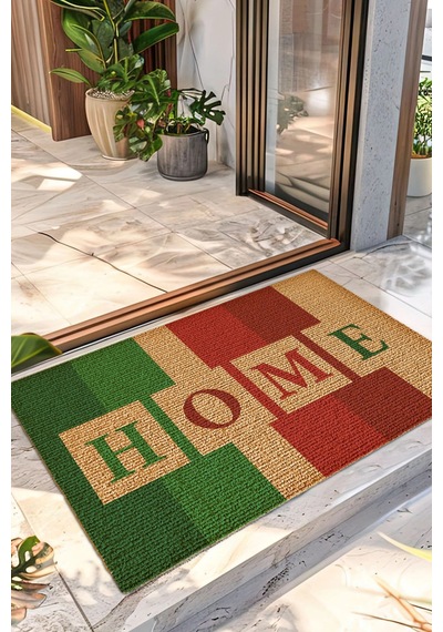 Decovetro Renkli Kapı Önü Halı Paspas Home Desenli 40 X 60 Cm Çok Renkli