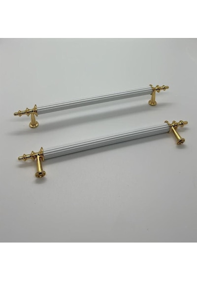 Tuana Rustik Alüminyum Metal Lüks Modern Mobilya Çekmece Mutfak Dolabı Kulpu Beyaz-gold 224mm 10 Adet Beyaz-gold