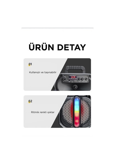 Bluetooth Hoparlör Rgb Işıklı Mikrofonlu Kumandalı Hoparlör D26 Siyah