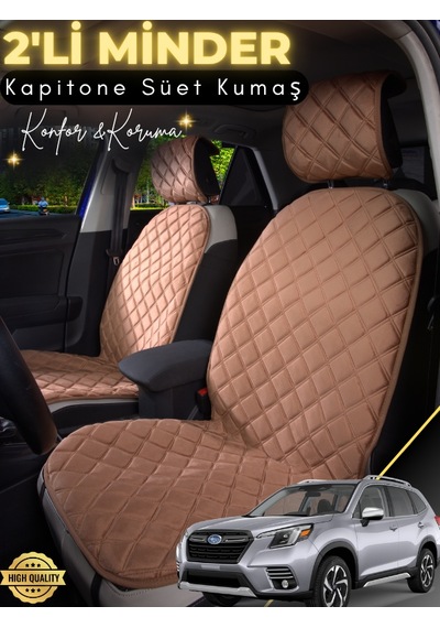Subaru Forester Uyumlu 2'li Süet Oto Koltuk Minderi Terletmez Kolay Montaj Oto Aksesuar A1 Kahverengi