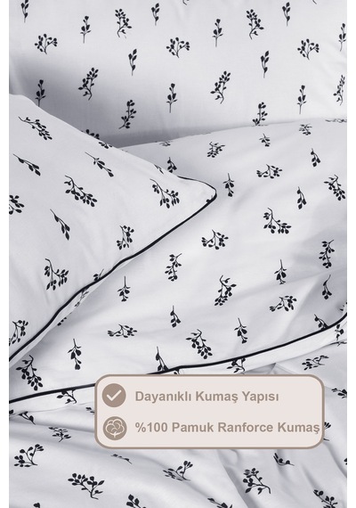Elart Nadia Nevresim Takımı Çift Kişilik Lastikli Çarşaf %100 Pamuk Biyeli 200x220 Cm Siyah Siyah